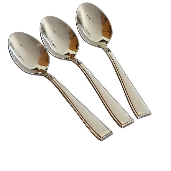 3 Reed Barton Benson Spoon 6" stainless vtg Outline Flat Tip minimalist retro r - Picture 2 of 8